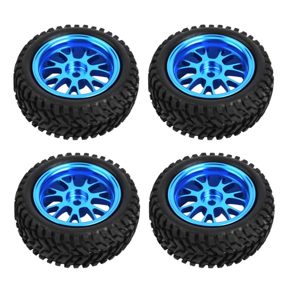 YAHHU RC Crawler Tires Blue Metal y shaped Rims Wheel for WL A959 A979 A969 1/18 Model Car 2.95 inches / 75 mm