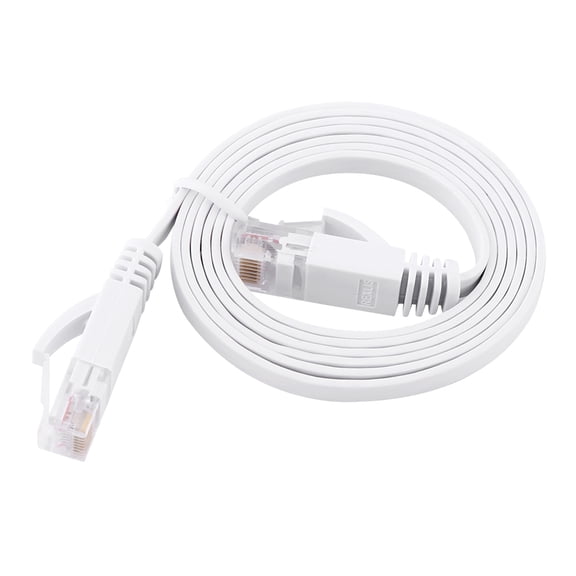 YAHHU RJ45 Gigabit CAT6 Ethernet Network Flat LAN Cable UTP Patch Router Cables 1000Mbps White 3.28 ft / 1m High Speed Internet Cord for Gaming PC Modem