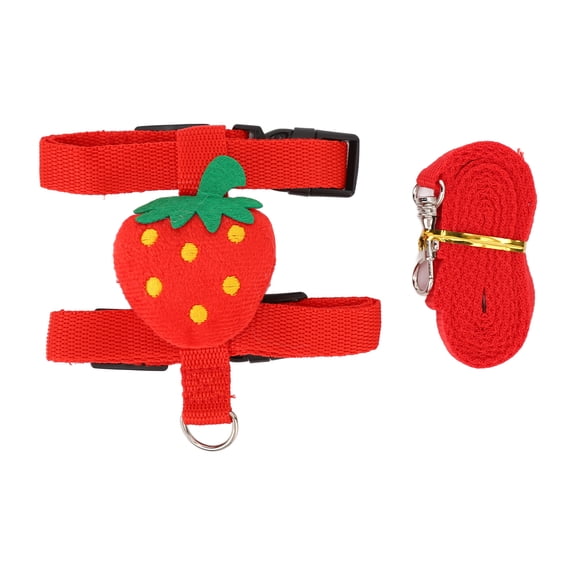 YAHHU Rabbit Harness Leash Nylon Cute Strawberry Vest Harness Leash with Stainless Steel Hook for Pet Rabbits Chinchillas S (6.3 inches / 16 cm) Adjustable and Comfortable [cite: 7]
