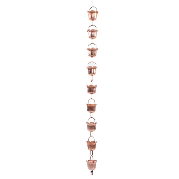 YAHHU Rain Chain Morning Glory Design 9 Cups 39.37 Inches / 100 cm Length Copper Decorative Rain Catcher Chain for Gutter Drainage Replacement System Downspout
