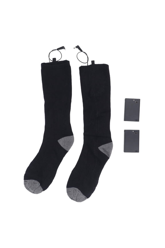 Rechargeable DualSide Heated Socks Portable Battery, Warm Cotton, Winter Hiking & Skiing, One Size Fits All, Black