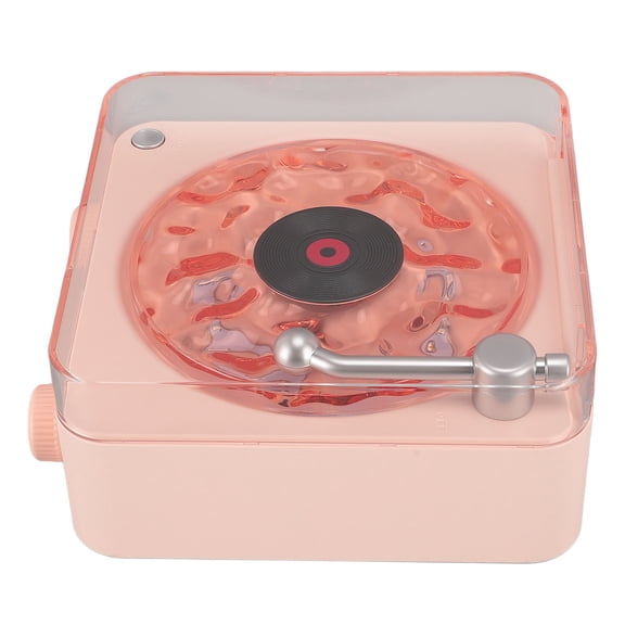 YAHHU Record Player Style Bluetooth Speaker with Night Light and Time Display, 3 in 1 Multifunction Small Stereo Wireless Portable Audio for Home Office Decor, Roseate, 6.7 inches / 17 cm