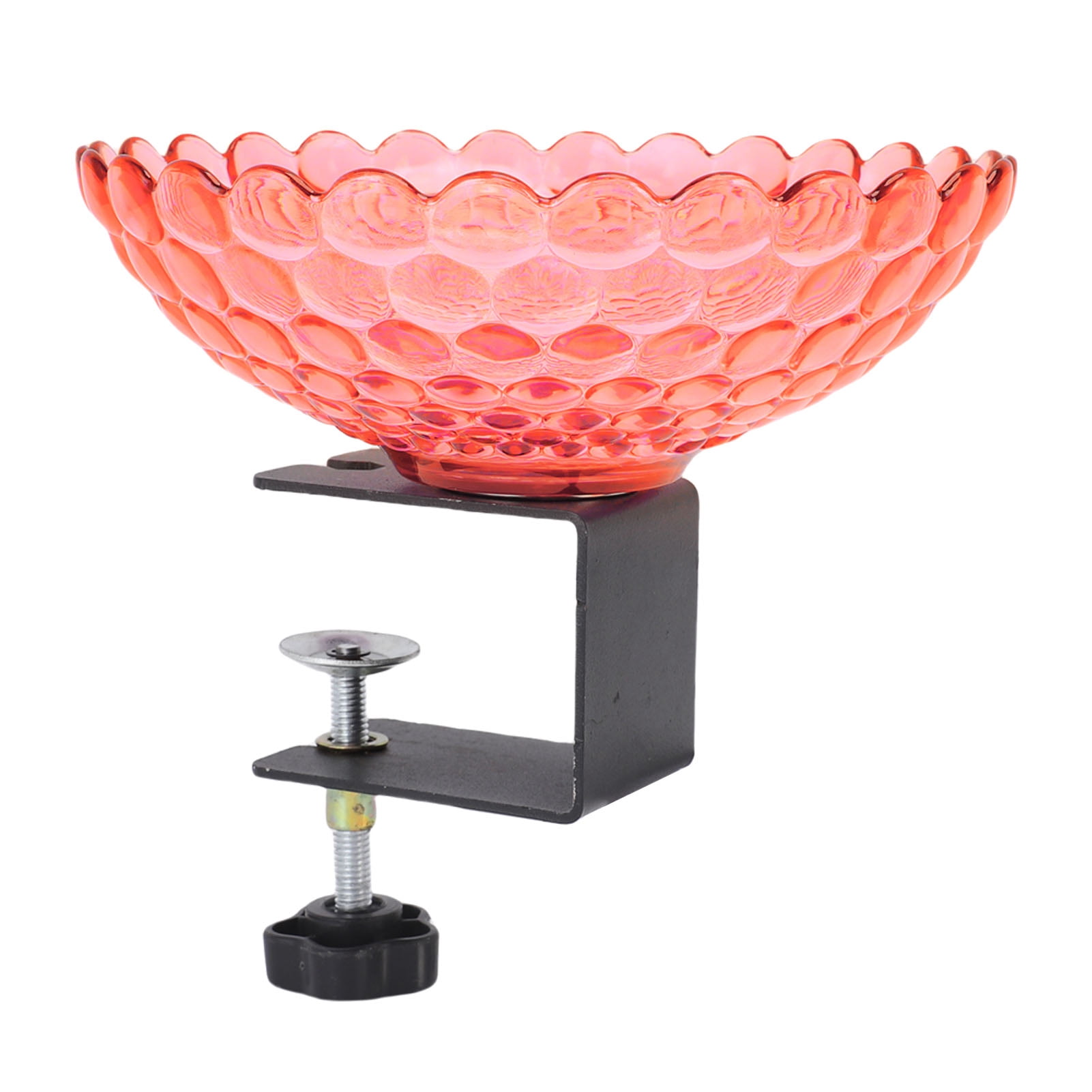 YAHHU Red Deck Mounted Bird Bath Plastic Detachable Outdoor Bird Feeder Water Bowl Adjustable Clamp for Balcony Garden Fence 6.9x5.12 inches / 17.5x13 cm