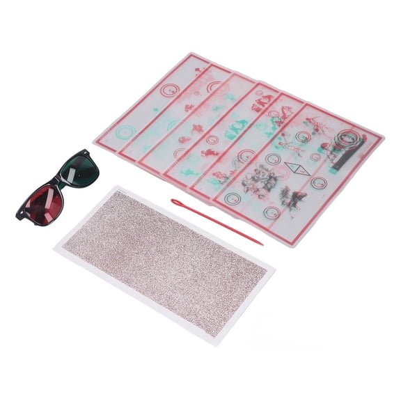 YAHHU Red Green Fixed Vectograms Convergence Insufficiency Eye Training Kit, Low Vision Test Chart with Glasses, 16.93 inches / 43 cm, PVC Material for Exobliques & Fusion Disorders