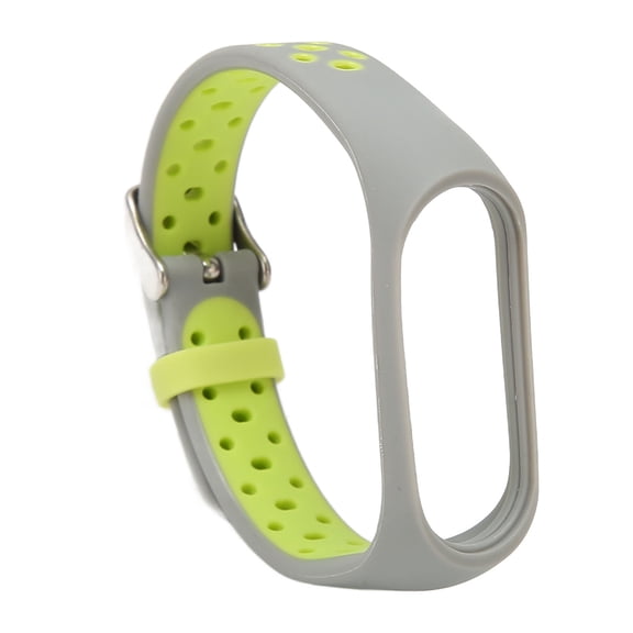 YAHHU Replacement Wristband for Mi Band 7/6/5/4/3, Full Protection Adjustable Soft Silicone Smart Bracelet Strap, Grey and Green