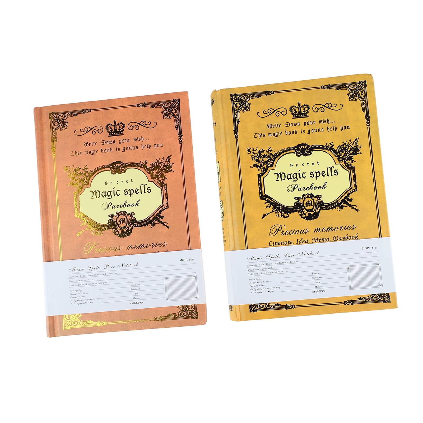 YAHHU Retro A5 Notebook Set, 2 Pcs Thickened Ruled Paper Lined Journal for Office and School, 8.7 x 5.9 inches / 22 x 15 cm Yellow and Red