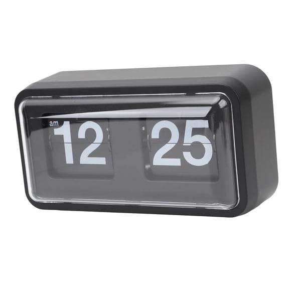 YAHHU Retro Flip Clock Mechanical Desk Clock with Clear Cover for Home and Office Tabletop Decorations Digital Time Display Battery Operated Black (9.8 x 5.4 inches / 25 x 13.8 cm)