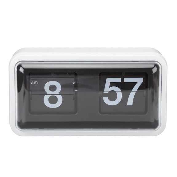 YAHHU Retro Flip Clock Mechanical Desk Clock with Clear Cover for Home and Office Tabletop Decorations Digital Time Display Battery Operated White (9.8 x 5.4 inches / 25 x 13.8 cm)