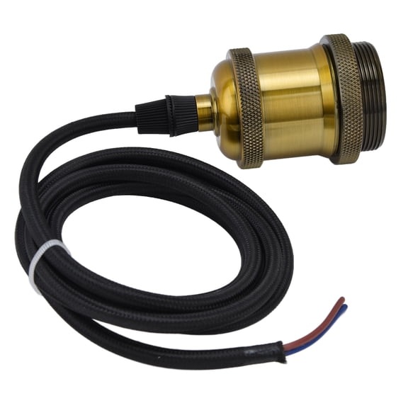 YAHHU Retro Pendant Light Cord Kit Gold Hanging Plug In Lamp Socket Extender Kit for DIY Fixtures (59.1 inches / 150 cm)