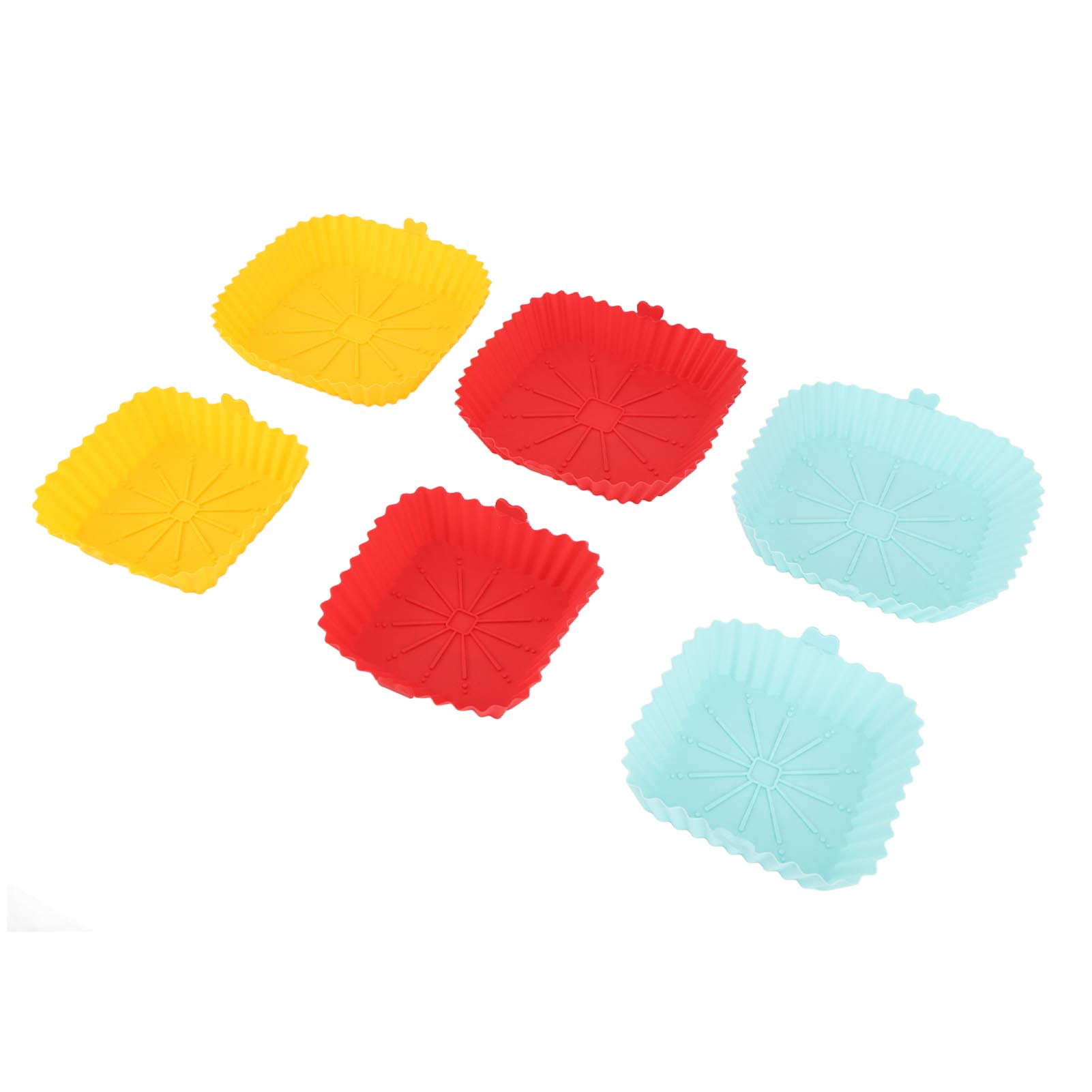 YAHHU Reusable Air Fryer Silicone Liner 8.5x6.7x1.8 inches / 21.5x17x4.5 cm Square Silicone Fryer Pot Non-Stick Air Fryer Basket for Oven Microwave Toaster - 2 Packs