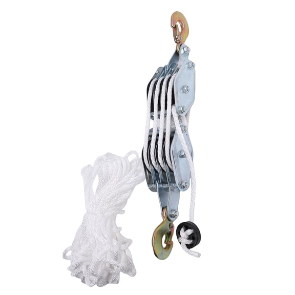 YAHHU Rope Hoist Pulley System 2200lb Work Load Heavy Duty Block Tackle 8:1 Ratio Lifting Power for Garage Warehouses Building Air Conditioning Install 65.6ft / 20m Rope