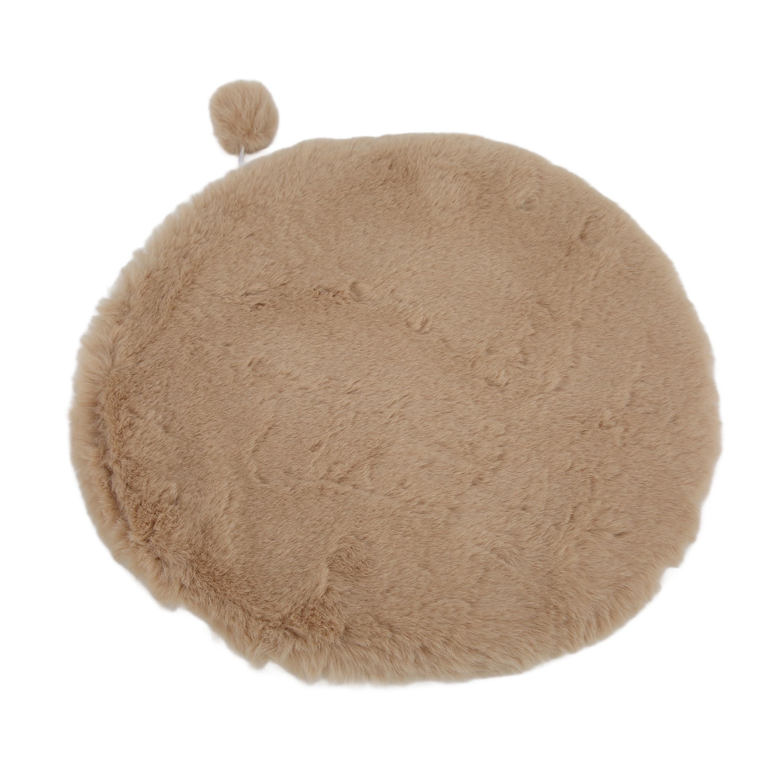 YAHHU Round Faux Rabbit Fur Pet Sleeping Mat Warm Comfy Foldable Cat Dog Bed with Small Ball for Indoor Outdoor Use L Size 17.7 inches / 45 cm Diameter Milk Tea Gray