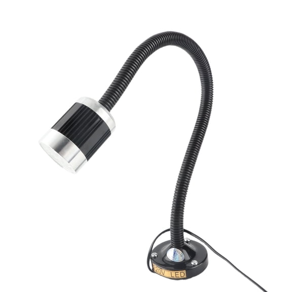 YAHHU Round Magnetic Base Gooseneck Light Industrial LED CNC Machine Tool Lathe Work Lamp Flexible Desk Lamp AC 220V 3W White Light Durable Construction (12.6 inches / 32 cm)