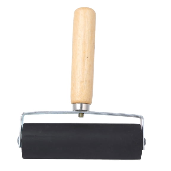 YAHHU Rubber Printing Roller Black Detachable Wood Handle Printing Art Craft Tool Supplies, Professional Lino Ink Roller for Relief Printmaking & Block Printing, 11x8x3 Inches / 27.9x20.3x7.6 cm