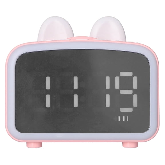 YAHHU S8 Cute Cat Ear Multifunctional Bluetooth Speaker & Digital Dual Alarm Clock, Pink (6.3 inches / 16 cm)