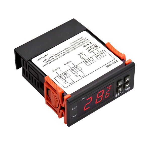 YAHHU STC-1000 Digital Temperature Controller DC 12V Intelligent Thermostat Regulator for Refrigerator Water Heater and Incubator Heating Cooling Temperature Correction 3.35x2.99x1.34 in