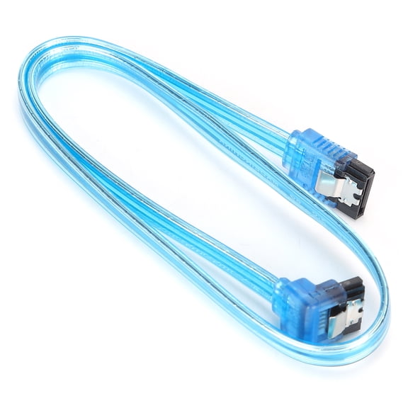 YAHHU Sata Cable 3.0 Solid State Drive Transparent Blue Serial Port Data Cable for PC Computer Data Transmission, 1 Straight 1 Elbow Connector, SSD Data Cable Sata Extension, 19.7 inches / 50 cm