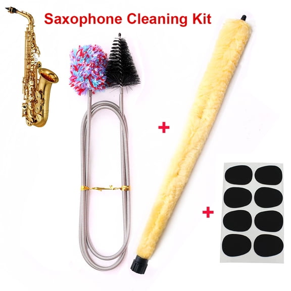 YAHHU Saxophone Cleaning Kit Neck Saver Care Tool with Double Ended Spring Brush, Long Cleaning Rod and 8pcs Mouthpiece Cushions, Complete Professional Sax Maintenance Set (20 inches / 51.0 cm)
