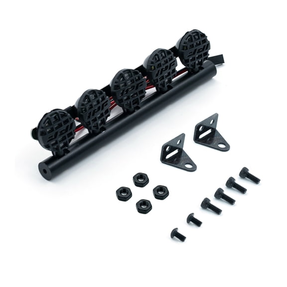 YAHHU Scale RC Car LED Light Bar Kit IPF Roof Lamp 5 Lights Replacement for 1/10 Traxxas TRX-4 Axial SCX10 90046 RC4WD D90 KM2 Round Frame Custom Components (14x5x4 cm / 5.5x2.0x1.6 Inches)
