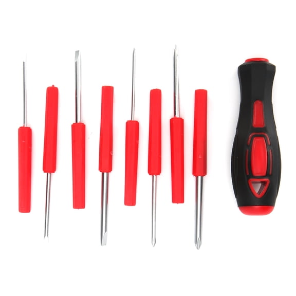 YAHHU Screwdriver Combination Set Multi Function Repair 8-in-1 Hand Tool Kit with Handle, Chrome Vanadium Steel, Black and Red, 5.91 inches / 15 cm[cite: 1]