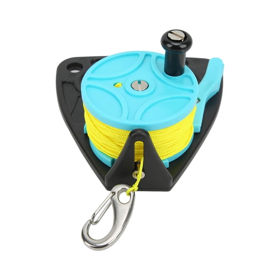 YAHHU Scuba Diving Fishing Reel Spool with Thumb Stopper Cave Wreck Dive Retractable Reel Snorkeling Underwater Water Sports 150.9ft / 46m Yellow Wire Blue Reel