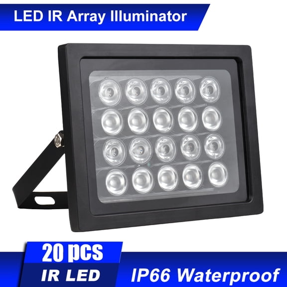 YAHHU Security Camera Fill Light - IP66 Outdoor Water Resistant 20 LED 850nm Infrared Night Vision Auxiliary Light (7.09 inches / 18 cm)