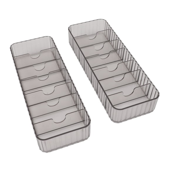 YAHHU Set of 2 Clear Cable Management Box Desktop Stackable Cord Organizer for Office and Home Multi Compartment Remote Holder Dimensions 10.63 x 8.27 x 1.97 inches Data Cable Storage Case
