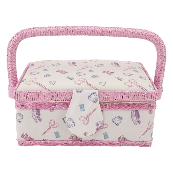 YAHHU Sewing Basket Organizer Fabric Mending Storage Box with Removable Tray Pincushion Portable Embroidery Kit Container for Home Travel Purple 9.84 in / 25 cm Model C
