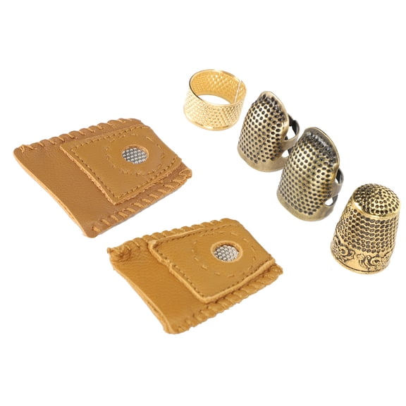 YAHHU Sewing Thimble Kit Finger Protector DIY Handwork Needlework Embroidery Brass Accessories Set for Quilters and Crafters (5.91 inches / 15 cm)