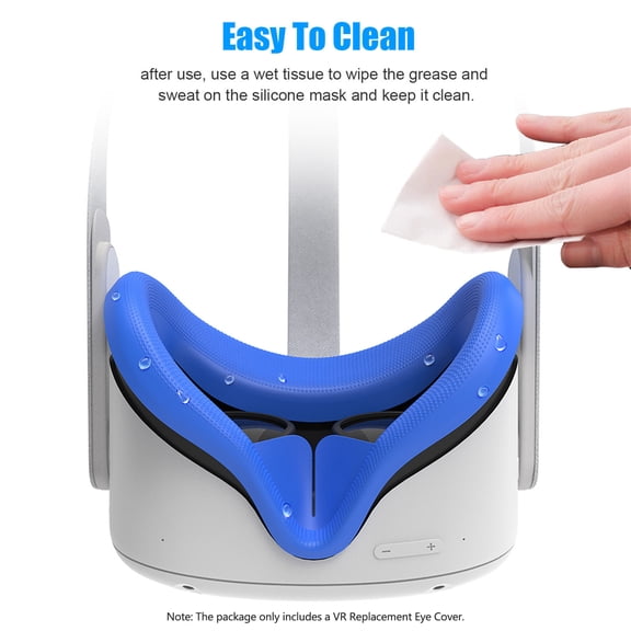 YAHHU Silicone Face Cover Replacement for Oculus Quest 2 VR Headset, Washable Sweatproof Light Blocking Eye Pad Cushion Accessory, Blue (6.69 in / 17 cm)