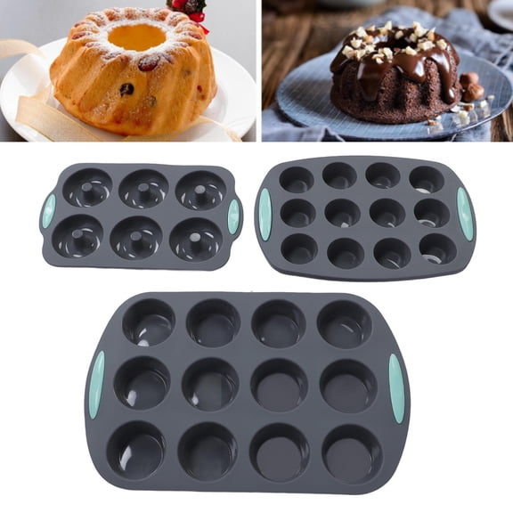 YAHHU Silicone Muffin & Cupcake Pan  NonStick, HeatResistant, Dishwasher Safe, 12Cup Mini Baking Tray