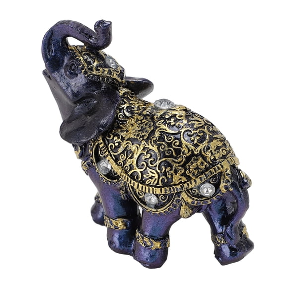 YAHHU Small Blue Resin Elephant Figurine Feng Shui Wealth Lucky Statue Decorative Ornament Accent For Home TV Cabinet Wine Cellar Housewarming Gift (4.72 inches / 12 cm)