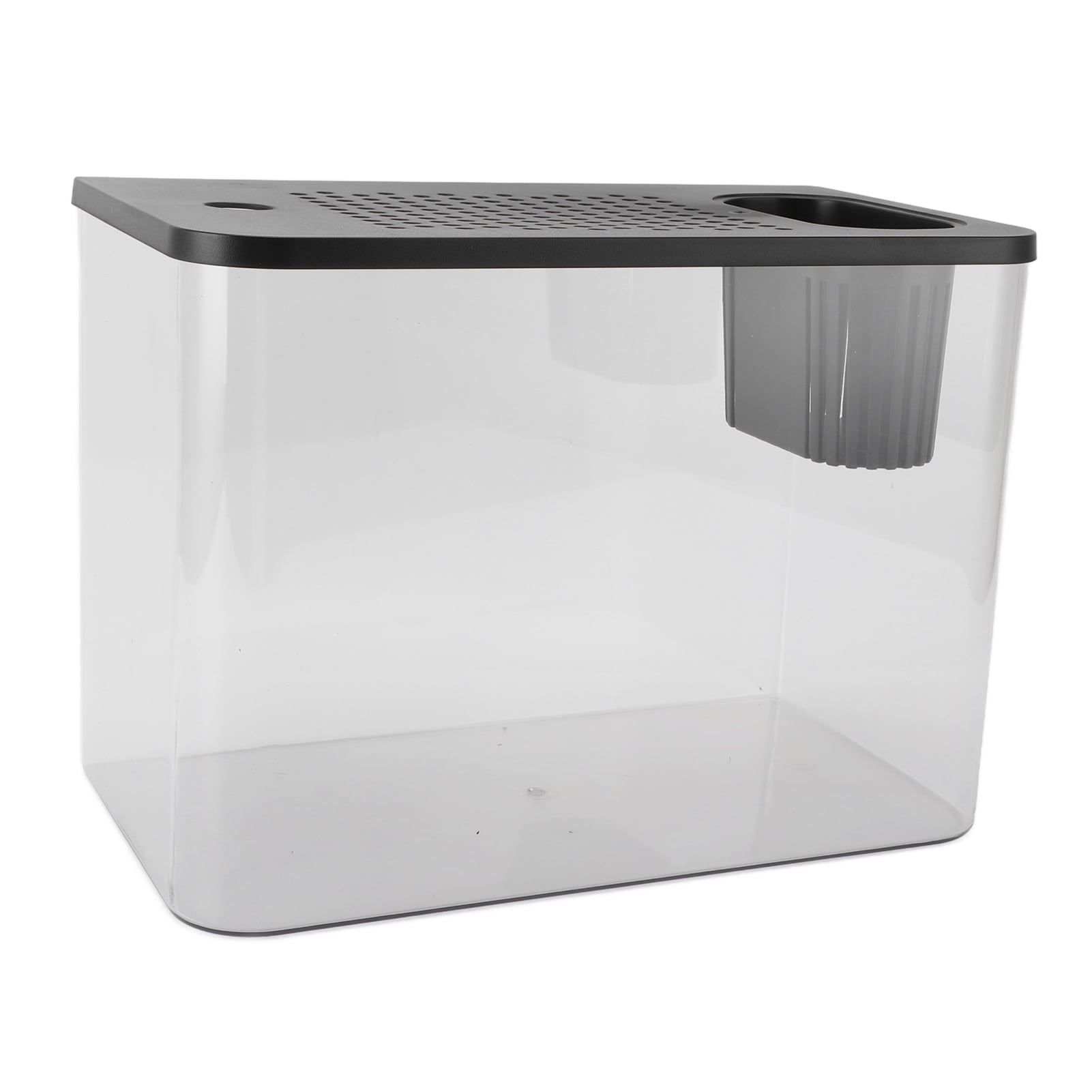 YAHHU Small Plastic Clear Micro Landscape Desktop Aquarium Fish Tank for Goldfish Betta Turtle, Black, 12.4x7.1x8.9 inches / 31.6x18x22.5 cm