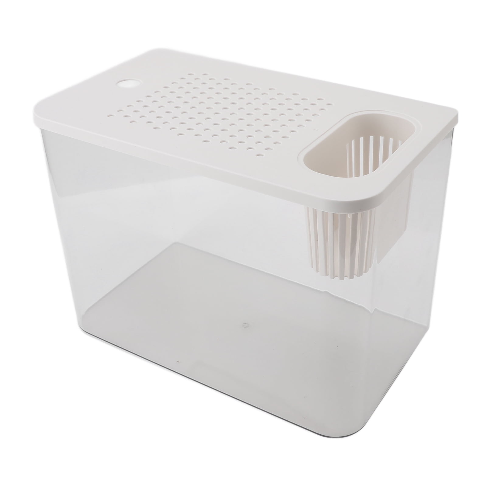 YAHHU Small Plastic Clear Micro Landscape Desktop Aquarium Fish Tank for Goldfish Betta Turtle, White, 12.4x7.1x8.9 inches / 31.6x18x22.5 cm