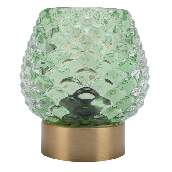 YAHHU Small Table Lamp Pinecone Shape LED Cordless Battery Operated Glass Bedside Lamp with Timer, 4.3 inches / 11 cm