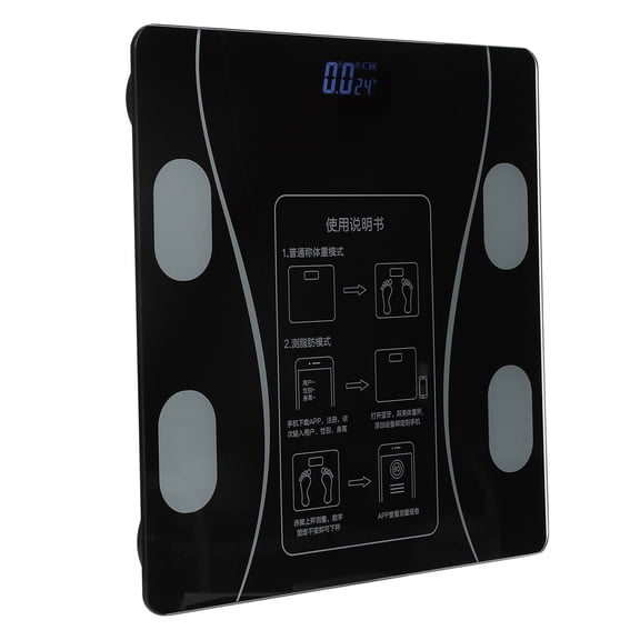 YAHHU Smart Body Composition Scale with Bluetooth, Electronic Digital Weight and Fat Scale for IOS and Android, Tempered Glass App Sync, Includes Measuring Tape, 396.8 lbs / 180 kg Capacity (Black)