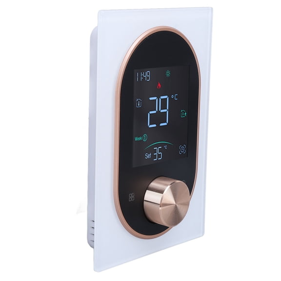 YAHHU Smart Color Thermostat Programmable Touchscreen Knob Control Digital Temperature Controller AC 95-240V LCD Display for Home Office Stores White Regular Edition (3.4 inches / 86.36 mm) System
