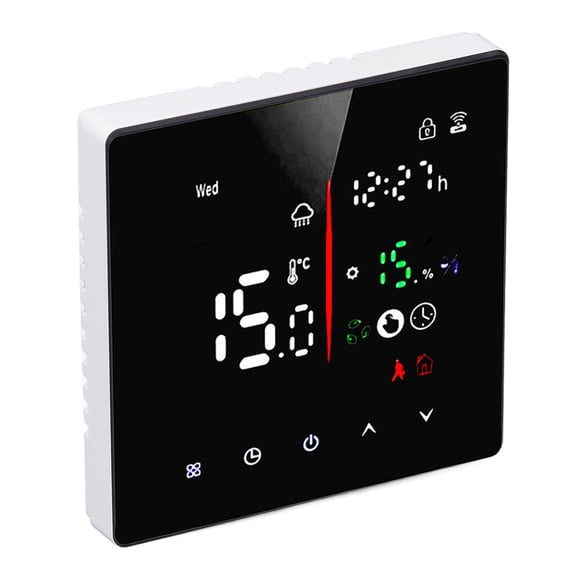 YAHHU Smart Digital Thermostat with WiFi APP Control, Programmable Home Temperature Controller AC 90-240V, Flame Retardant PC Material, White (4.33 inches / 11.0 cm)