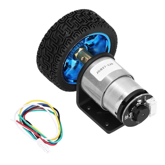 YAHHU Smart Encoder Motor Set CW CCW Shaft DC Gear Motors with Bracket Wheel for Balance Car DC 12V 178RPM (0.24 inches / 6 mm)