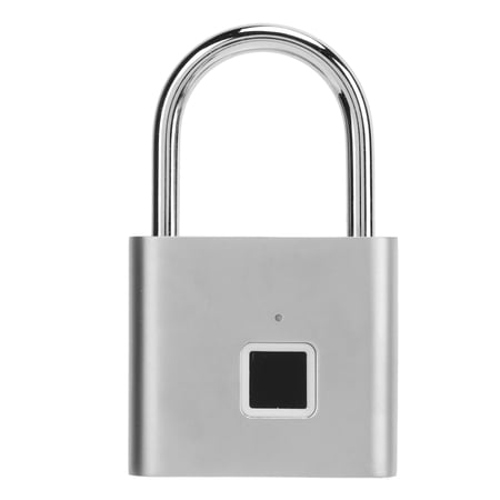 YAHHU Smart Fingerprint Padlock, Keyless Biometric USB Rechargeable IP56 Waterproof Anti-Theft Lock for Cabinet, Dormitory, Gym, Silver (0.2 inches / 5 mm shackle)