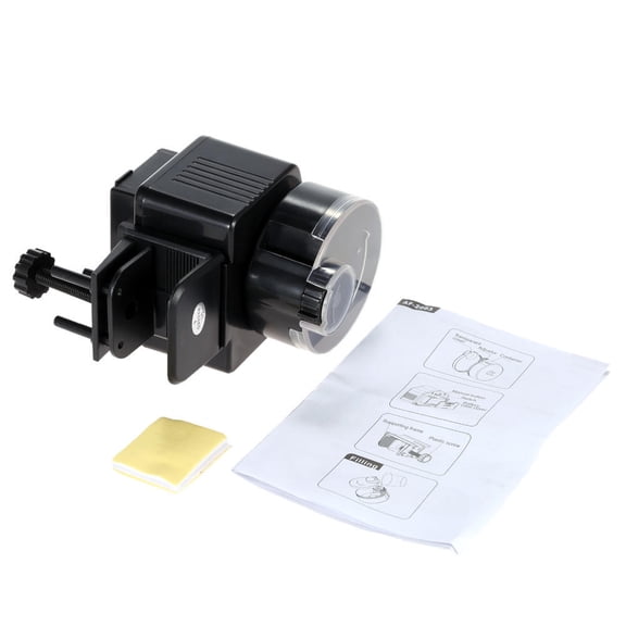 YAHHU Smart Fish Feeder  Dual 12H/24H AutoSet, Manual Volume Control, 2AA Battery, Digital Clock, JamFree Design, Fits 45 Tanks