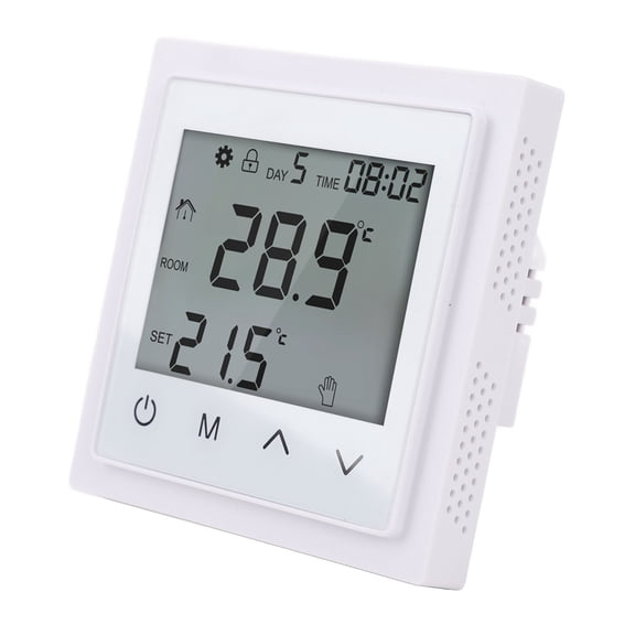 YAHHU Smart Home Heating System Thermostat White LED Touch Screen Floor Heating Temperature Controller AC85V‑250V 16A Programmable Wall Mount Control