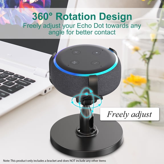 YAHHU Smart Speaker Stand for Echo Dot 3rd Gen Desktop Bracket 360 Degree Adjustable Anti-slip Holder Smart Home Accessory Mini Mount Space Saving Solution (10.5cm/4.1in)