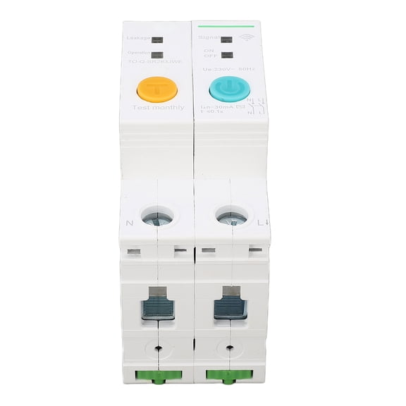 YAHHU Smart WiFi Circuit Breaker, 2P 40A 230V MCB with 30mA Leakage Protection, APP Remote Control and Timing Function, White, 1 Each