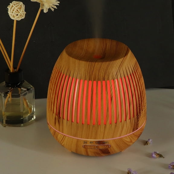 YAHHU Smart WiFi Essential Oil Diffuser 400ml Cool Mist Humidifier Wood Grain Aromatherapy Humidifier 7 Color Changing Mood Light Tuya APP Control Waterless Auto Shut-off