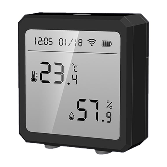 YAHHU Smart WiFi Temperature Humidity Sensor Indoor Hygrometer Thermometer Digital Display Black