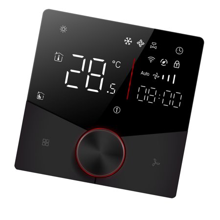 YAHHU Smart WiFi Thermostat Digital Display Touch 5 and 2 Programmable 2 Tube Air Conditioner Temperature Controller for Home Office Black 4.33 inches
