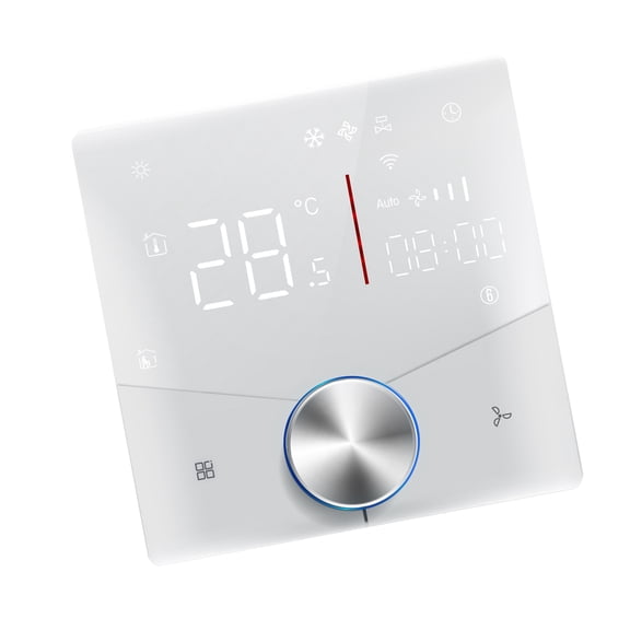 YAHHU Smart WiFi Thermostat Digital Display Touch 5 and 2 Programmable 2 Tube Air Conditioner Temperature Controller for Home Office White 4.33 inches