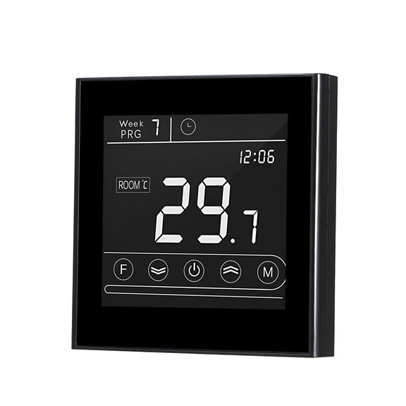 YAHHU Smart Wifi Programmable Gas Boiler Thermostat Temperature Controller with LED Display Touchscreen, Backlight, Remote Control & Anti-freeze Function, Black, 3.34 inches / 8.5 cm