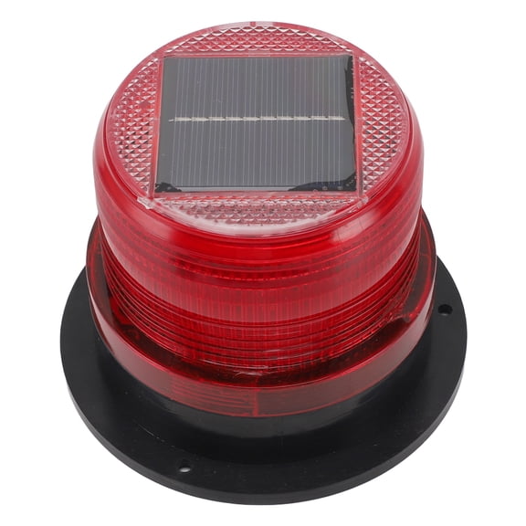 YAHHU Solar Beacon Light Caution Light 8 LED Dusk to Dawn Sensor 1200mAh Battery Safety Strobe Light for Construction Traffic Red Screw-In 1 Pack